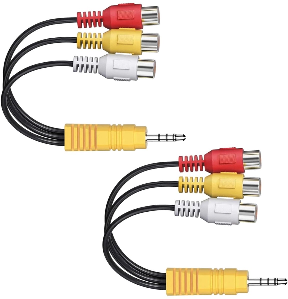 3.5mm Plug naar 3 Tulip Plug, 3 Cinch naar 1 Jack Plug, Audiokabel voor PC, Mac, AV Receiver en TV Box, Perfect voor Thuisgebruik en Audio-Video Verbindingen