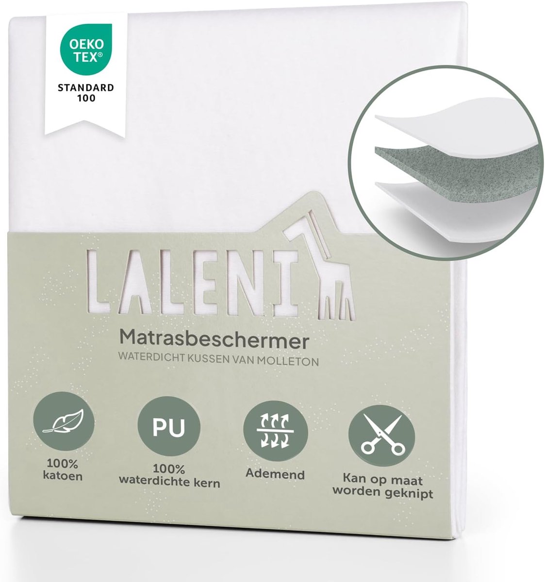 SnelShoppen - Molton matrasbeschermer waterdicht en ademend, 100% katoen, 70 x 100 cm, ideaal voor kinderen, camping, en dagelijks gebruik