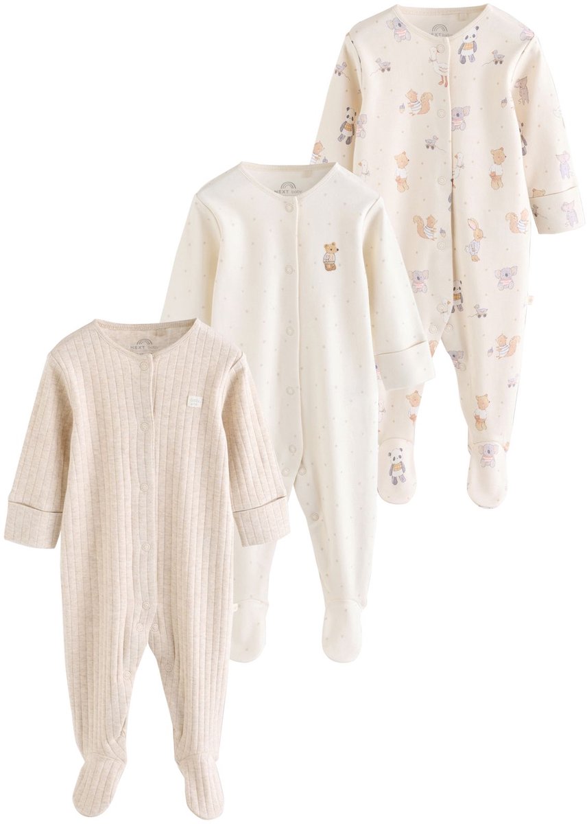 Next - Jongens - Set van 3 babypyjama's - Crème