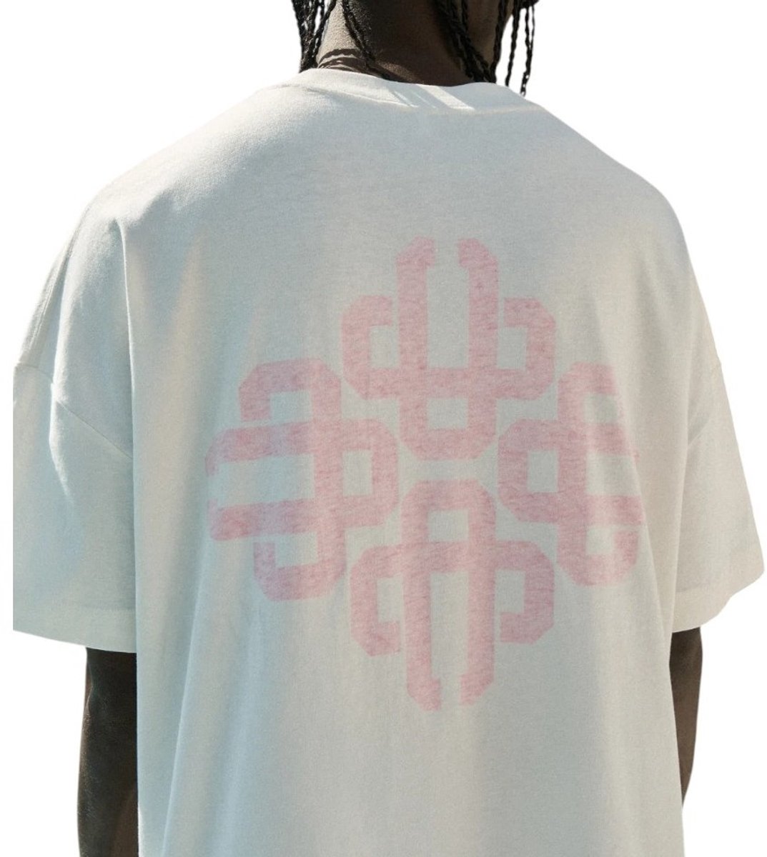 The Couture Club Heren T-shirt Wit/Roze TCCM2989 Emblem Slub