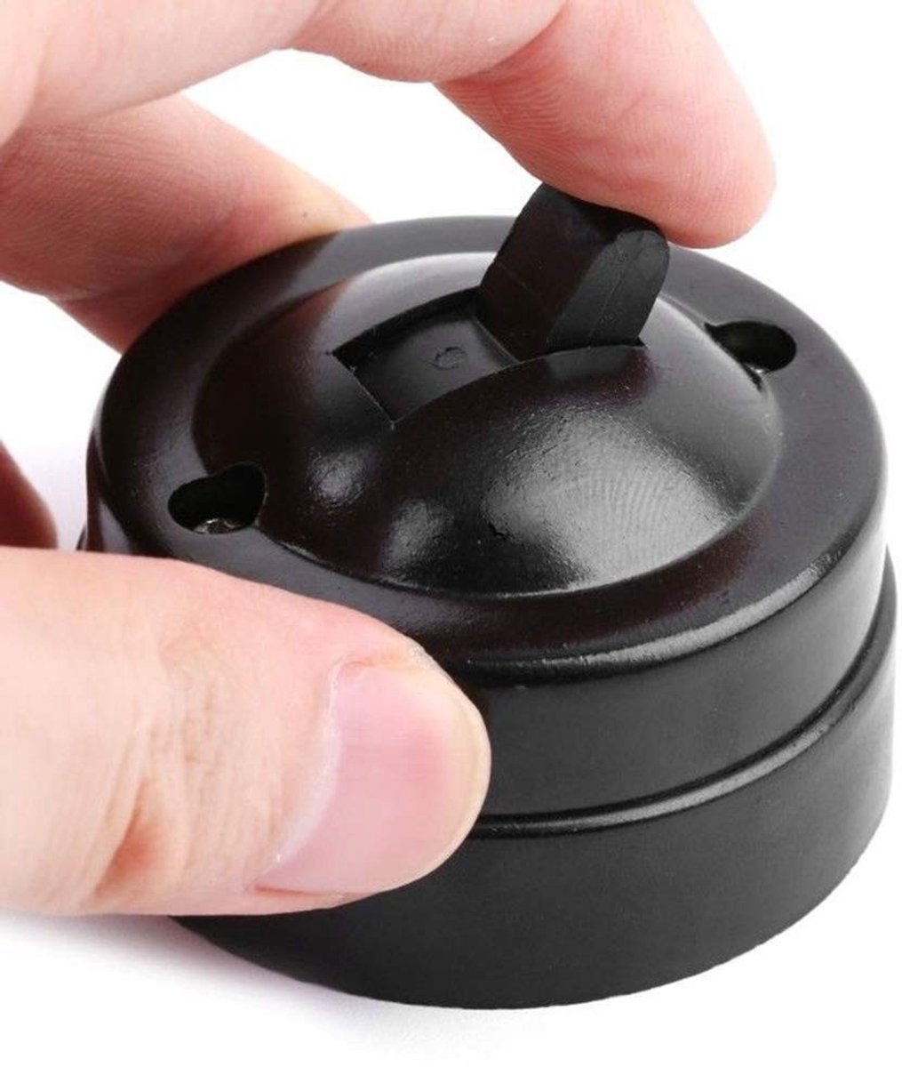 Retro Lichtschakelaar Enkele Controle Platte Ronde Toggle Schakelaar Muurmontage Zwart Kabel Bediening voor Woonkamer Entree en Interieurdecoratie