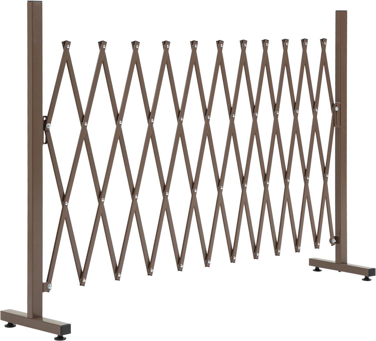 ECTEATOY® Uitschuifbaar Schaarhek en Klimhulp - Veiligheidshek voor Tuin & Balkon - Aluminium - 35-300 cm x 103,5 cm - Bruin