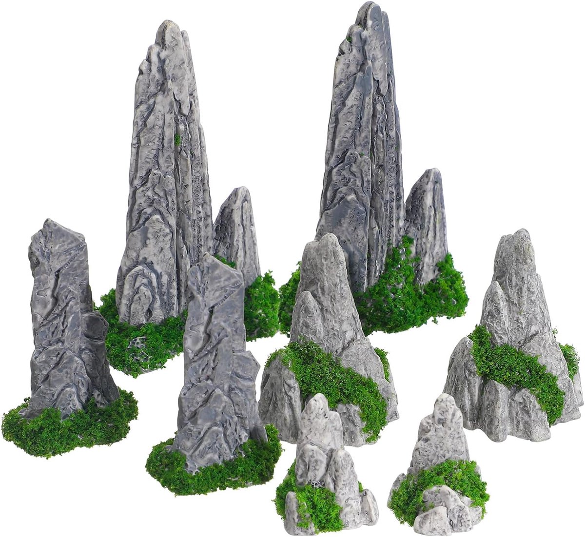 SnelShoppen - Miniatuur Bergdecoratie Set 8 Stuks - Zen Tuin Miniatuur Bergen Hars Model, Ideaal voor Micro Landschap, Binnen Tuin Accessoires