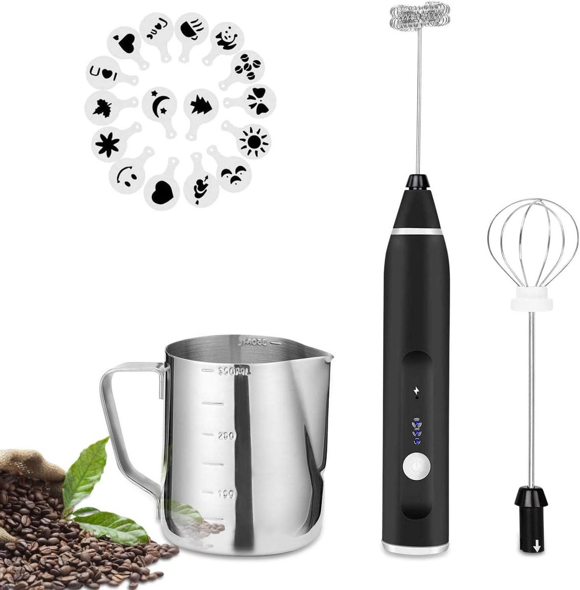 Melkopschuimer Koffie Accessoire Dranken Bereiden Oplaadbaar USB 3 snelheden Zwart