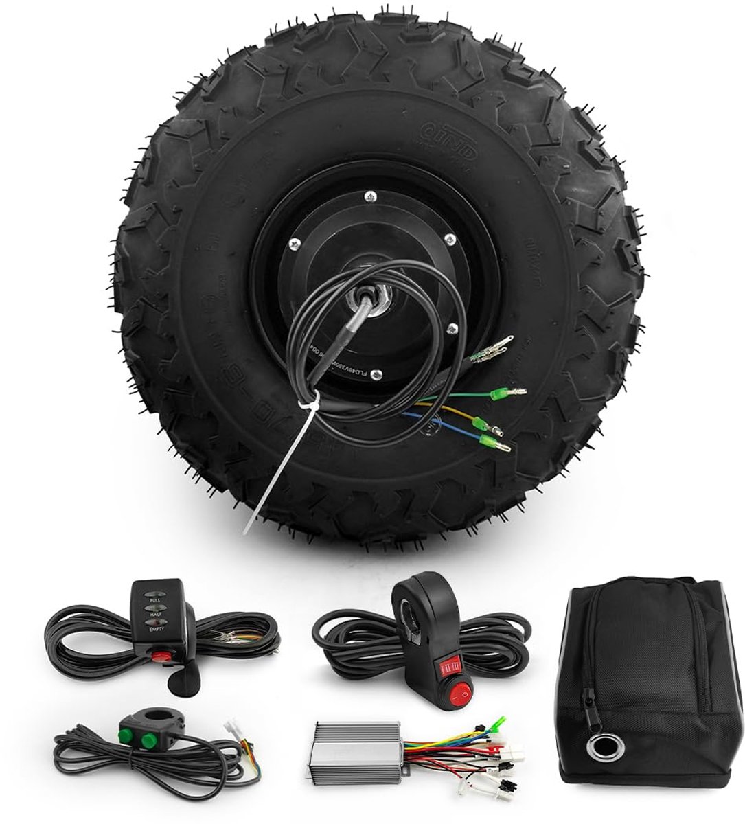 SnelShoppen - L-faster 24 V 36 V 48 V 350 W Kruiwagen Motorset, Offroad Versnellingsnaaf, 14,5" Wiel, Ideaal voor Tuin, Camping, Transport