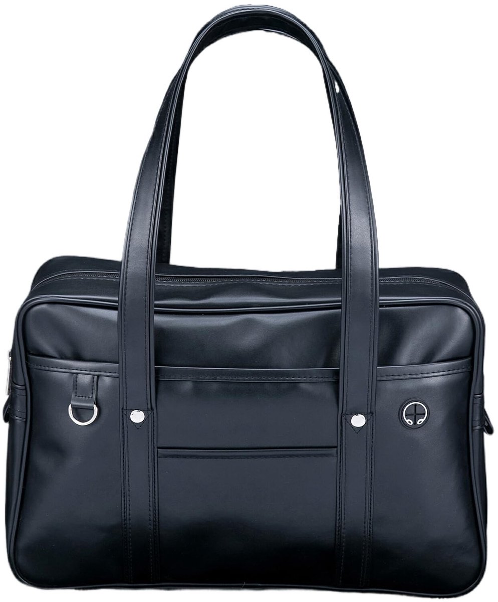 SnelShoppen - Lichtgewicht PU-lederen reistas voor studenten, casual schoudertas, handtas, zwart, multifunctioneel, perfect voor laptop en dagelijks g