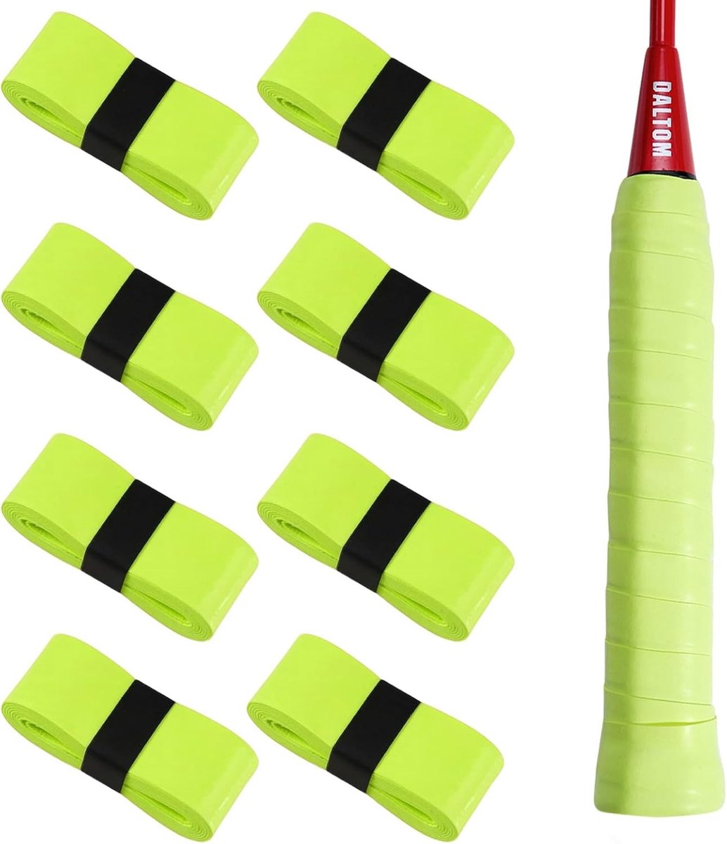 Tennisracket gripset van 8 stuks met zachte oppervlakte, optimale hechting en hoge absorptie, perfect voor tennis, badminton en squash
