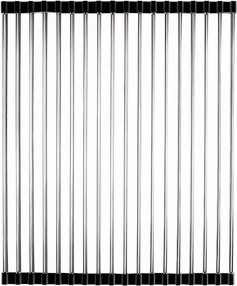 Vouwbaar RVS afvoerrek met siliconen bescherming, 47 x 36 cm en 37 x 36 cm, ideaal voor keukenorganisatie en afvoer van water
