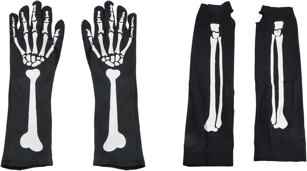 2 Stuks Skelet Handschoenen voor Volwassenen - Perfect voor Halloween, Dans en Kostuumfeesten