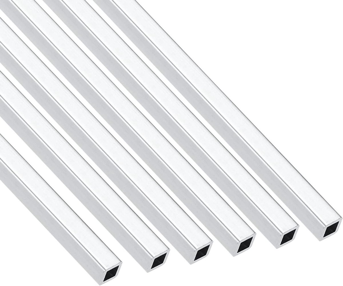 Aluminium buis - Metalen profiel - Huisdecoratie knutselen - Hoge sterkte corrosiebestendig - 6x6mm 200mm 6 stuks - Aluminiumkleur