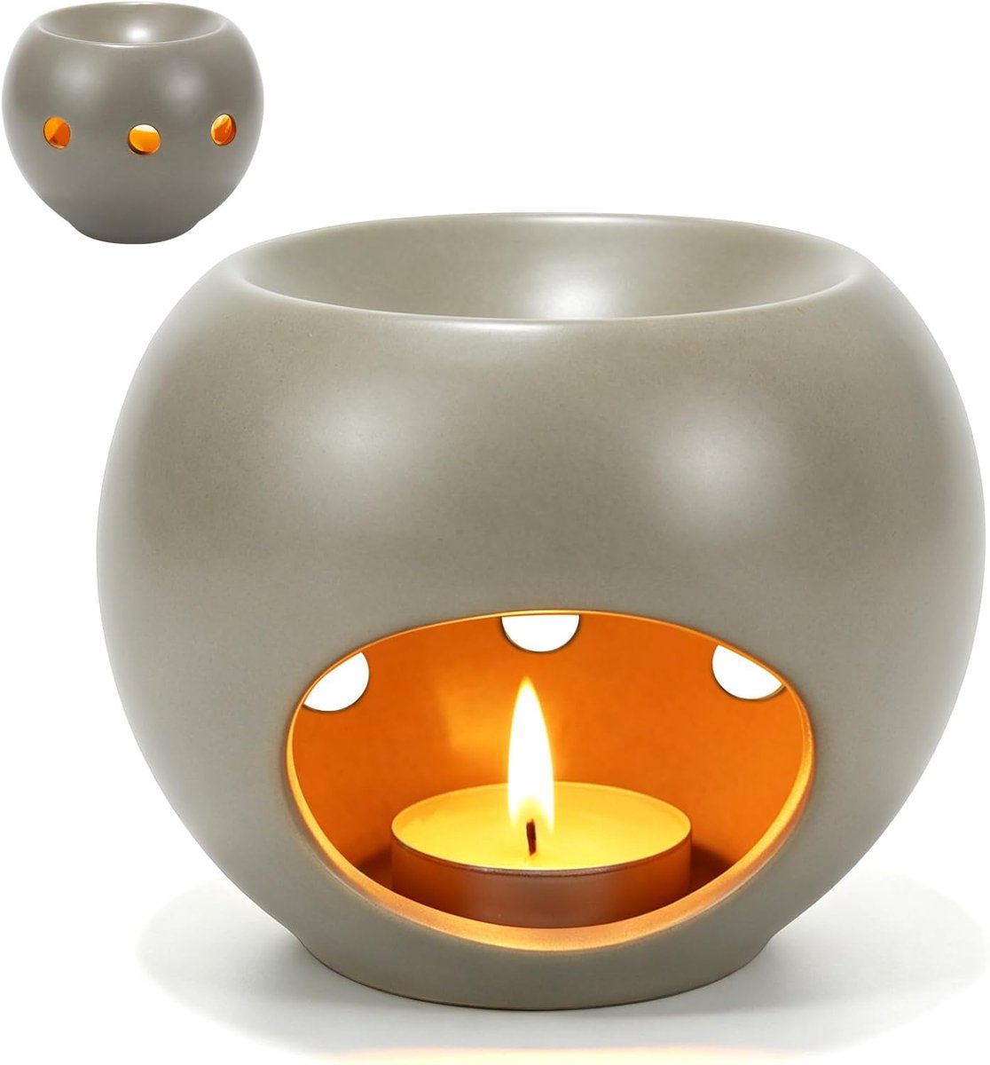 Aroma lamp voor essentiële oliën - keramisch - grijs - creëer een ontspannende sfeer - ShopVlot