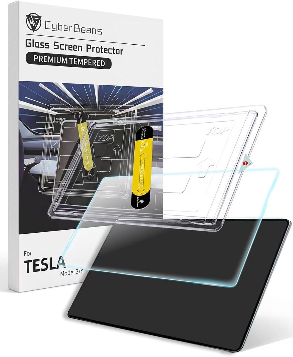 Displaybeschermfolie voor Tesla Model Y Juniper 2026 | 9H gehard glas, krasbestendig en anti-vingerafdruk met installatiepakket voor optimale bescherming