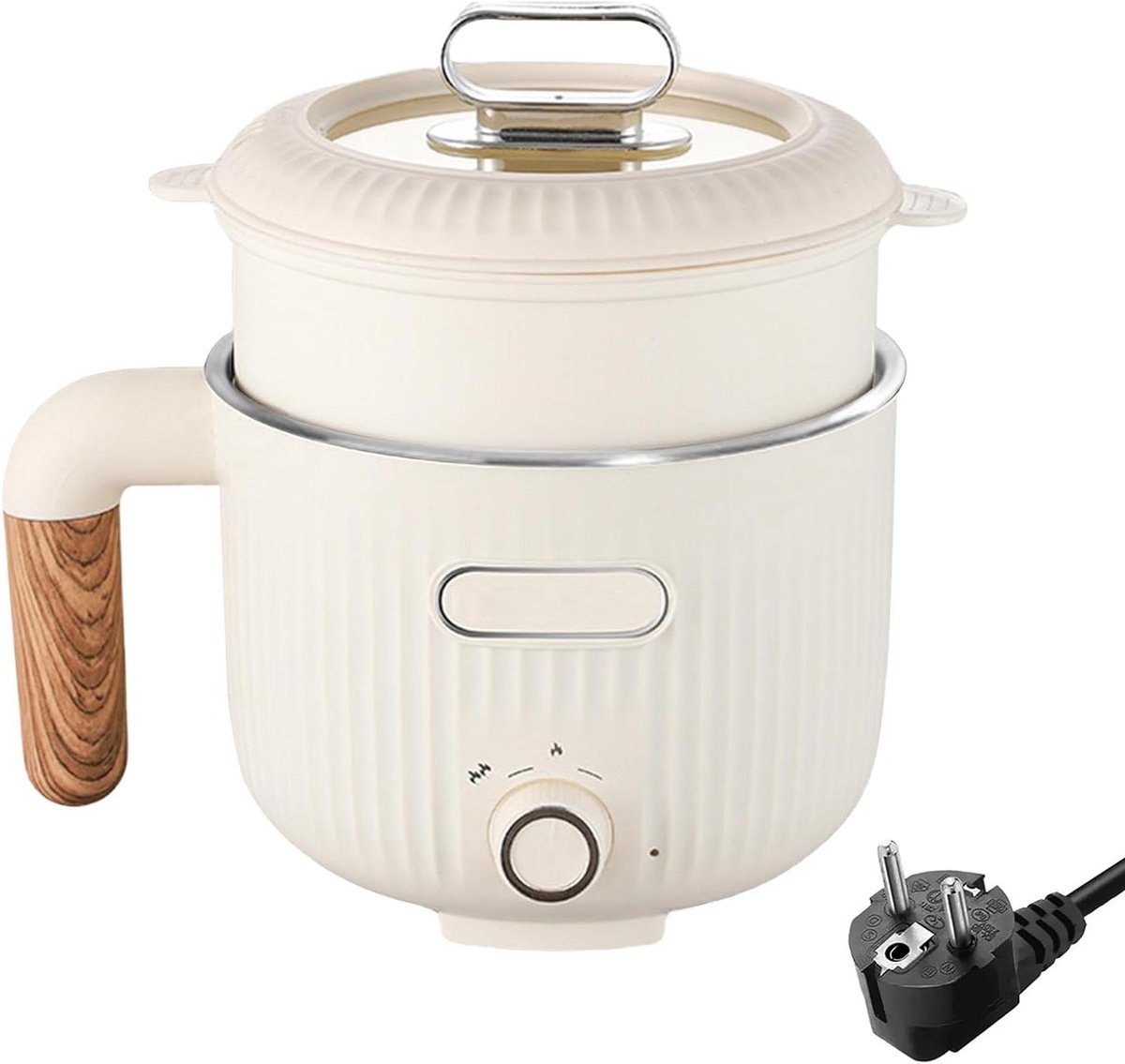 Elektrische Kookpan Mini Multicooker Snelle Maaltijden Dubbele Vermogensregeling 2 Liter Beige