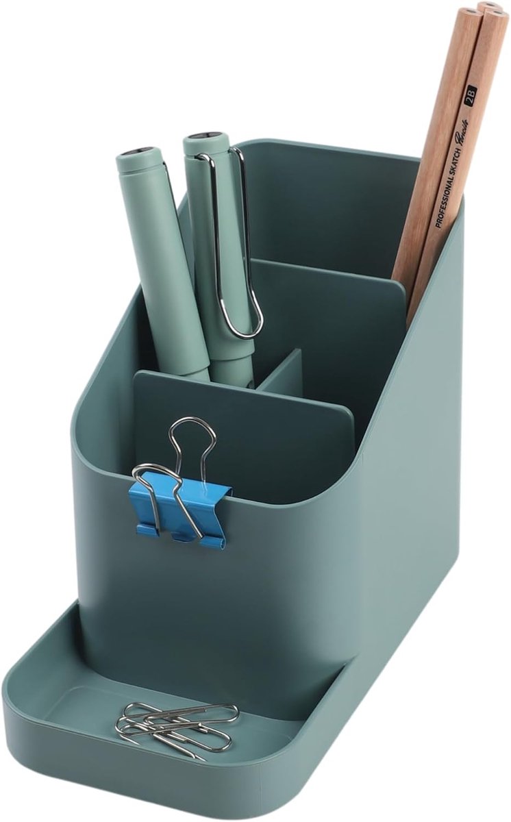 SnelShoppen - BLUE GINKGO Bureauhouder - Organiser voor Pennen, Notities en Bureauaccessoires - Groen, Compact en Stijlvol Desk Organizer uit Korea