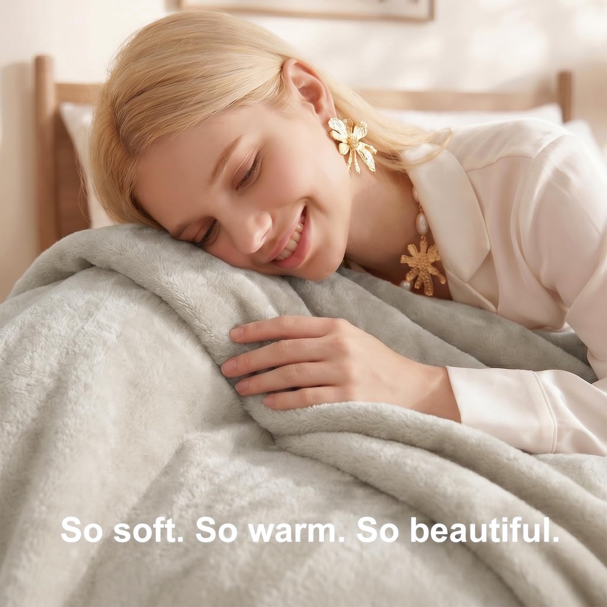 SnelShoppen - WAVVE Fleece Deken 230x270 cm – Extra Zachte Warme Plaid & Knuffeldeken, Lichtgewicht Bankdeken, Woondeken voor Bed, Reis – Beige, Anti-