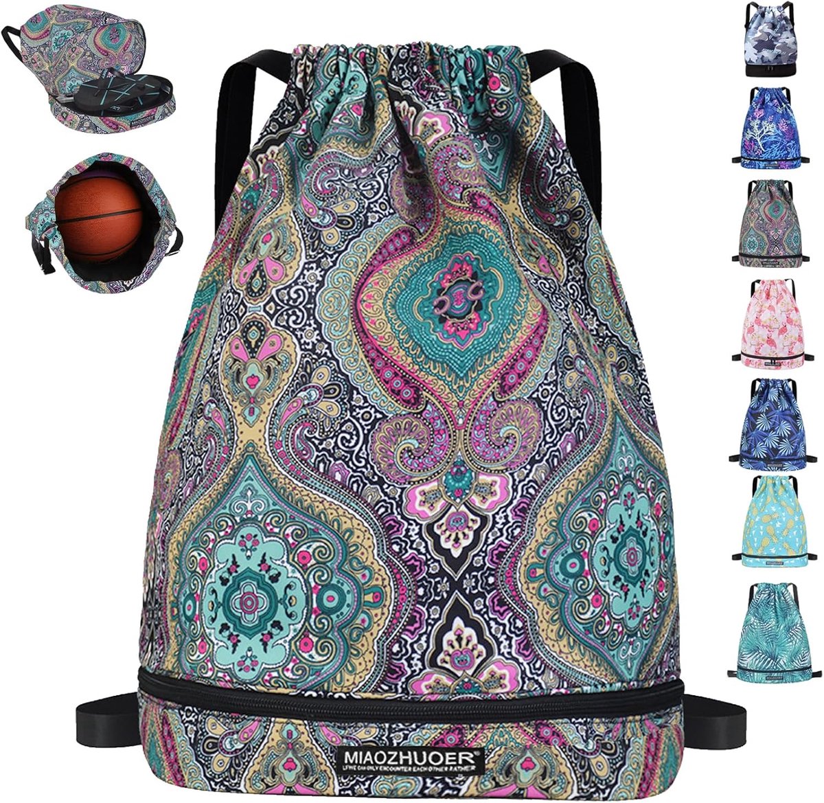 Gym Bag for Boys and Girls, Sports Bag with Drawstring and Shoe Compartment, Swimming Bag, Waterproof Backpack - ShopVlot