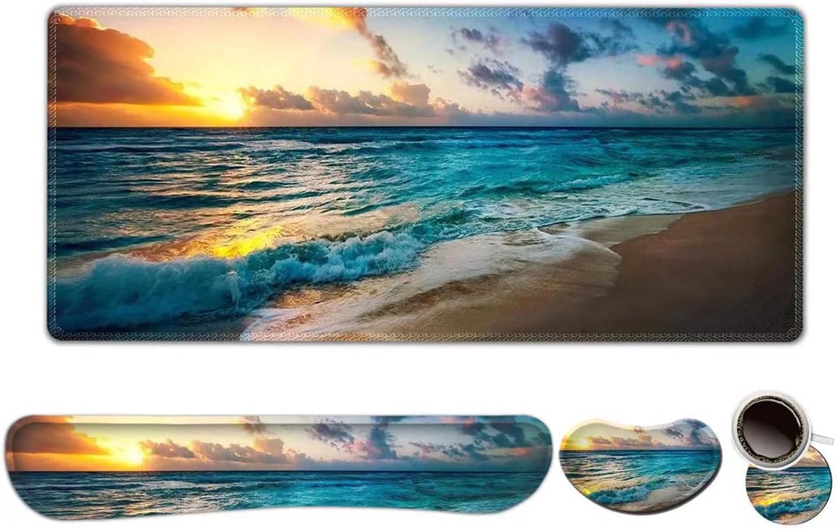 ToLuLu Extended Gaming Mouse Pad, Ergonomic Wrist Rest for Keyboard, Mouse, Wrist Rest, Large Desk Mat with Stitched - ShopVlot
