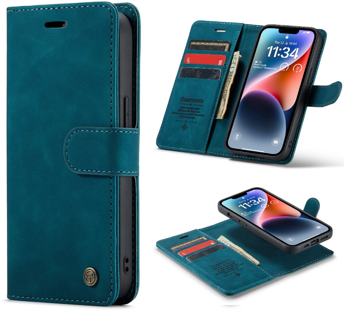 Casemania Hoesje Geschikt voor Apple iPhone SE (2022 & 2020) - Emerald Green - Kunstleer 2 in 1 Afneembare Bookcase - Magnetische Telefoonhoesje met Pasjeshouder en Standaardfunctie