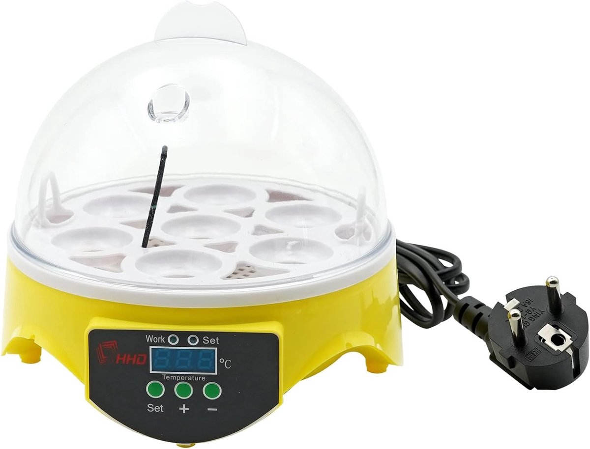 Volledig automatische digitale incubator voor 7 eieren met temperatuurregeling voor kleine pluimvee zoals kippen, eenden en kwartels