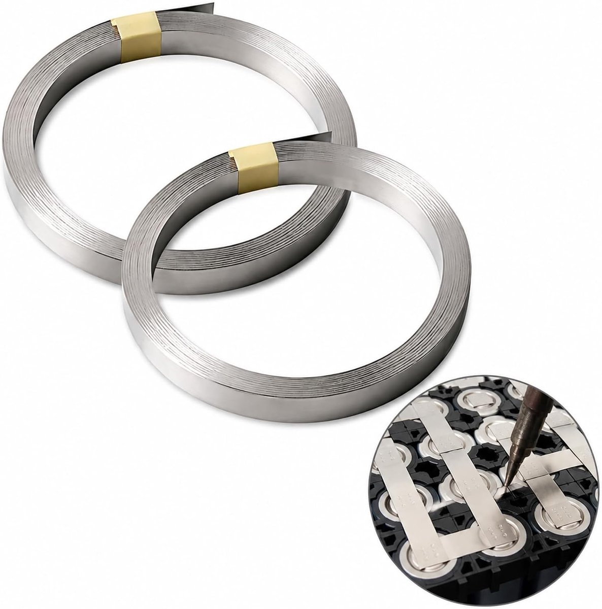 Nickel Tape 0.15 x 8 mm 10 m voor Spotlassen van Batterijen en Elektronische Assemblage, Geschikt voor 18650 Batterijen en Soldeermachines
