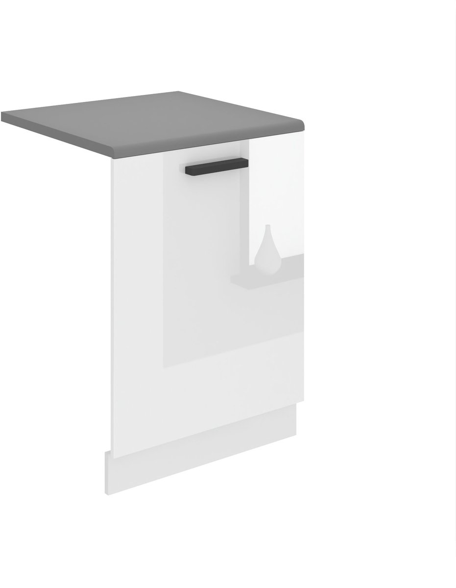BELINI Voorpaneel Vaatwasser PZ 60 cm met Handgreep en Plint met Werkblad - Wit Hoogglans