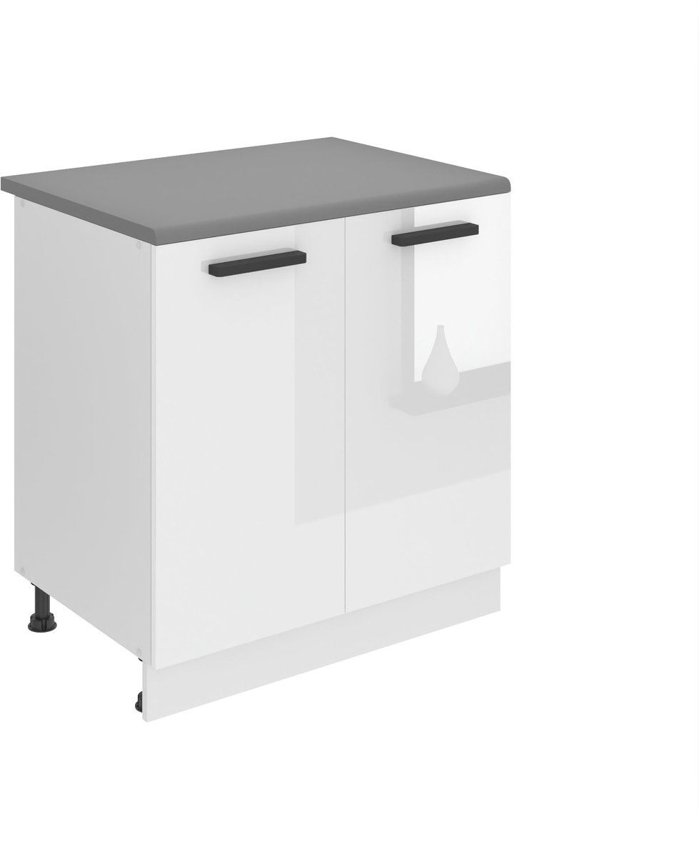 BELINI Keukenonderkast SD 80 cm met 2 Deuren met Werkblad - Wit Hoogglans