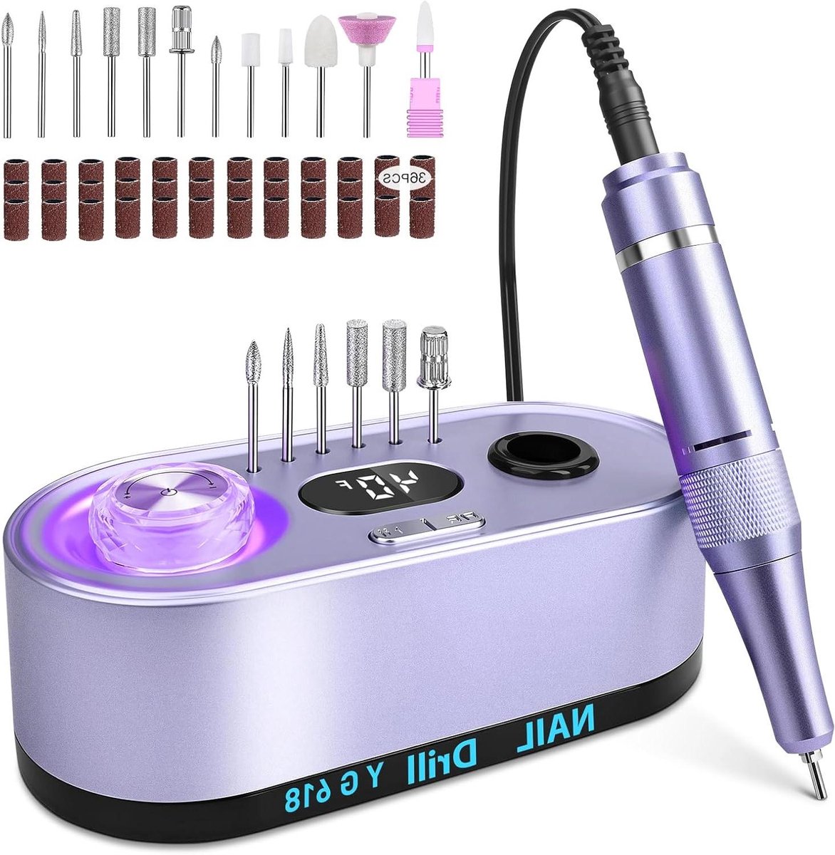 Professionele Nagelboor - Elektrische Nagelvijl - Nagels Stylen - 40000 RPM - 16.9 cm - Paars
