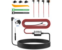 SnelShoppen - Range Tour Dash Cam Hardwire Kit - Harde Bedrading Kit voor Auto Cam met Mini USB/Micro USB/USB-C Poort - 4m Autolader Netsnoer 12V/24V