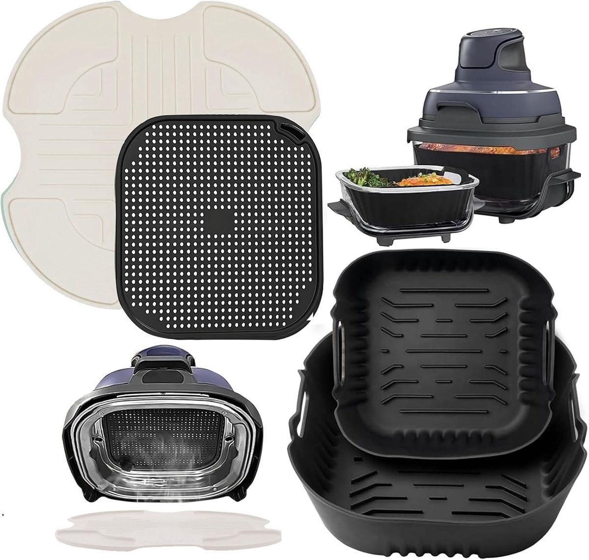 Siliconen Mallen en Coasters met Spatbescherming voor Airfryer - Keukenaccessoires voor Bakken en Koken