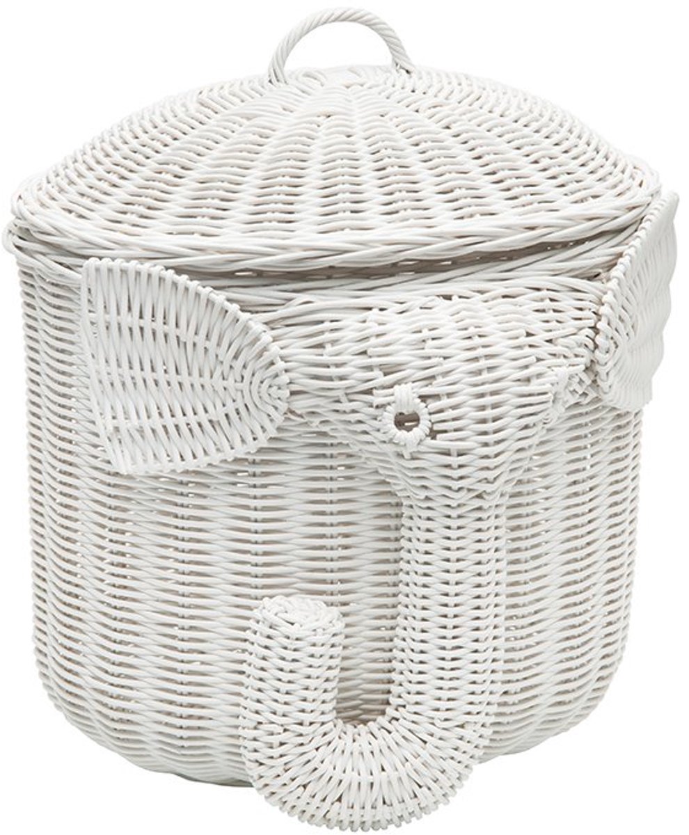 SnelShoppen - Rotan Olifant Opbergmand Wit - Handgemaakte Opbergmand voor Kinderen, Decoratie, Speelgoed, Kamers, Babykamer, Speelruimte, Duurzaam, Mi