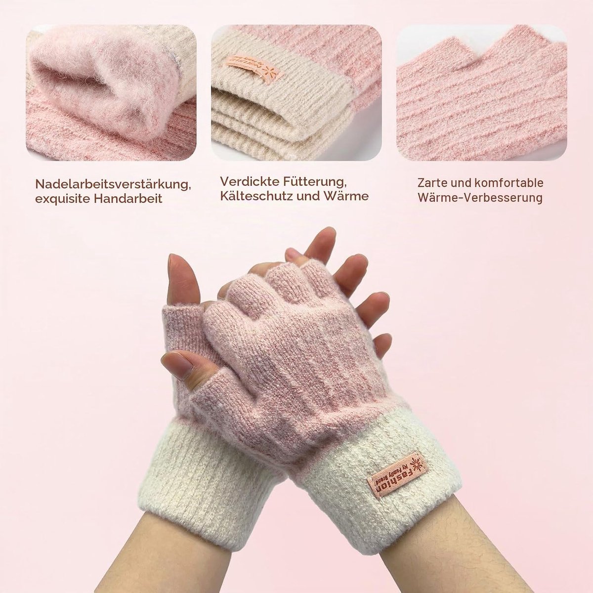 SnelShoppen - 2 Paar Vingerloze Handschoenen, Handwarmers, Gebreide Winterhandschoenen, Warm en Comfortabel voor Dames en Heren, Eenheidsmaat, Perfect