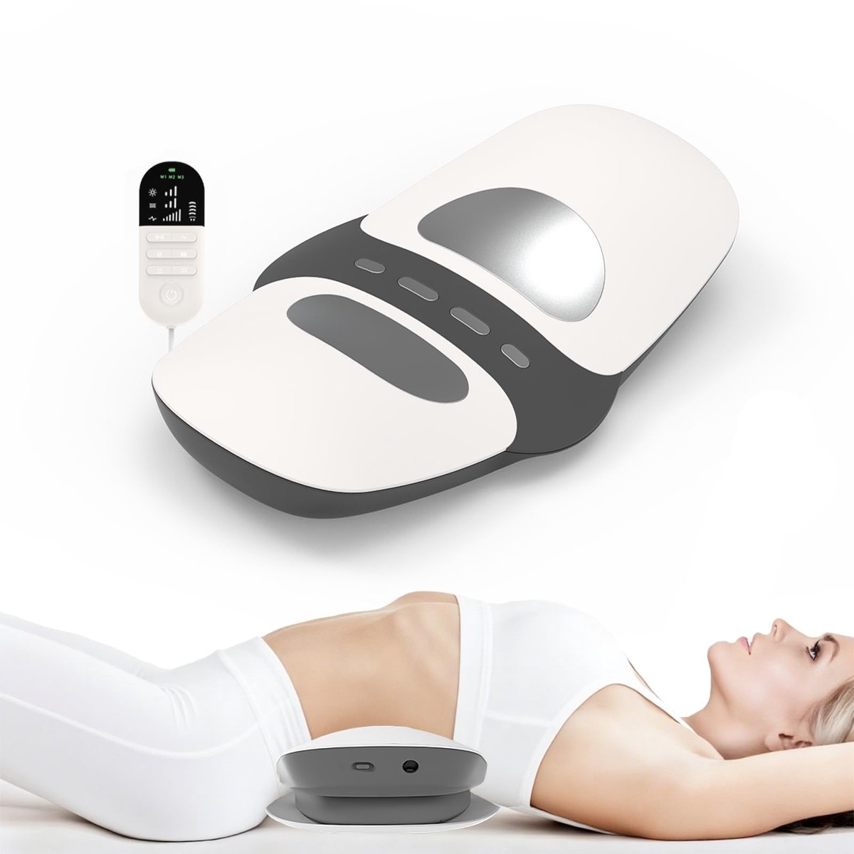 SnelShoppen - Lendenmassageapparaat, Draadloos Rugmassageapparaat met 4-in-1 Functies, Tractie Airbag, Warm Kompres, Trillingsmassage en EMS Elektroth