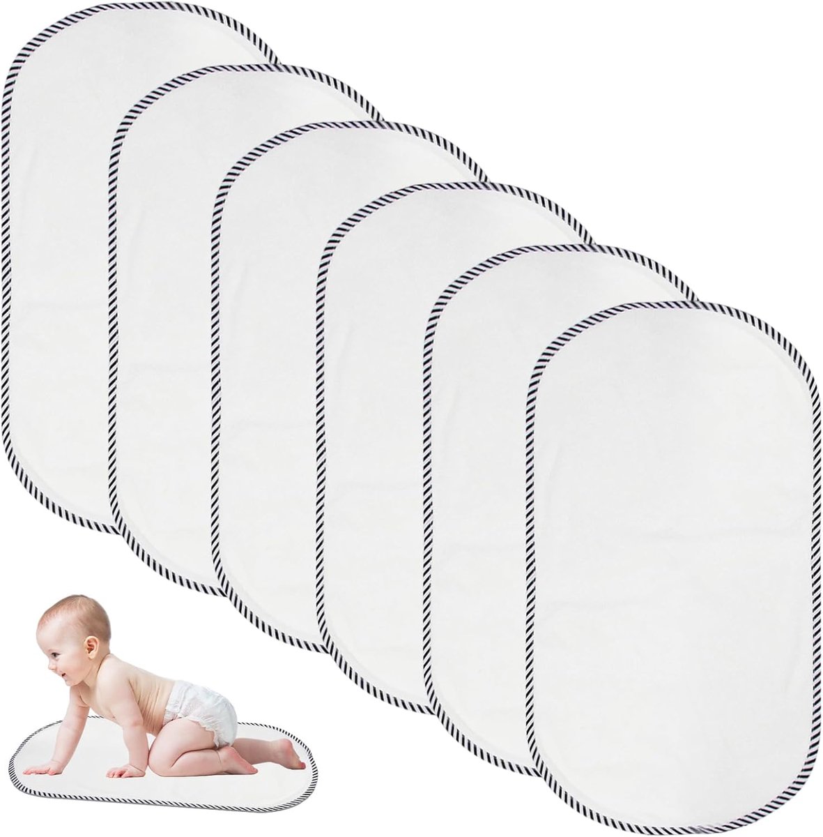 Thijox - Herbruikbaar Aankleedkussen voor Babyluiers - 6 Stuks Wasbaar & Waterdicht - Bamboeviscose 30x60 cm - Zacht Beschermend & Comfort voor Baby's