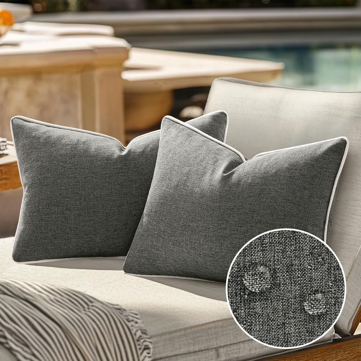 SnelShoppen - Waterbestendige Kussenhoezen Set van 2, 30 x 50 cm, Waterdicht Polyester voor Buiten, Tuin, Bank, Woonkamer, Decoratief Sierkussen, Kuss