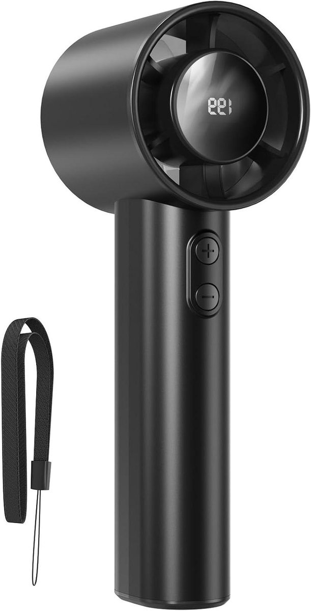 Draagbare Handventilator - Mini Ventilator - Persoonlijke Verkoeling - 199 Snelheden LED - 3000 mAh Batterij - Zwart