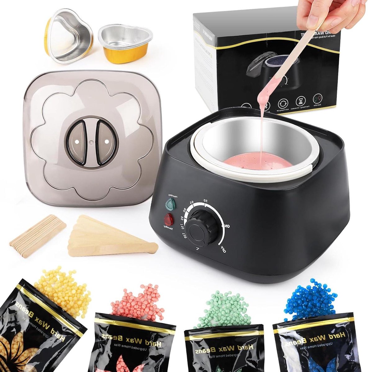 Waxverwarmer Set - Ontharingsapparaat - Huidverzorging Thuis - Snel Smeltend - 500 ml - Zwart
