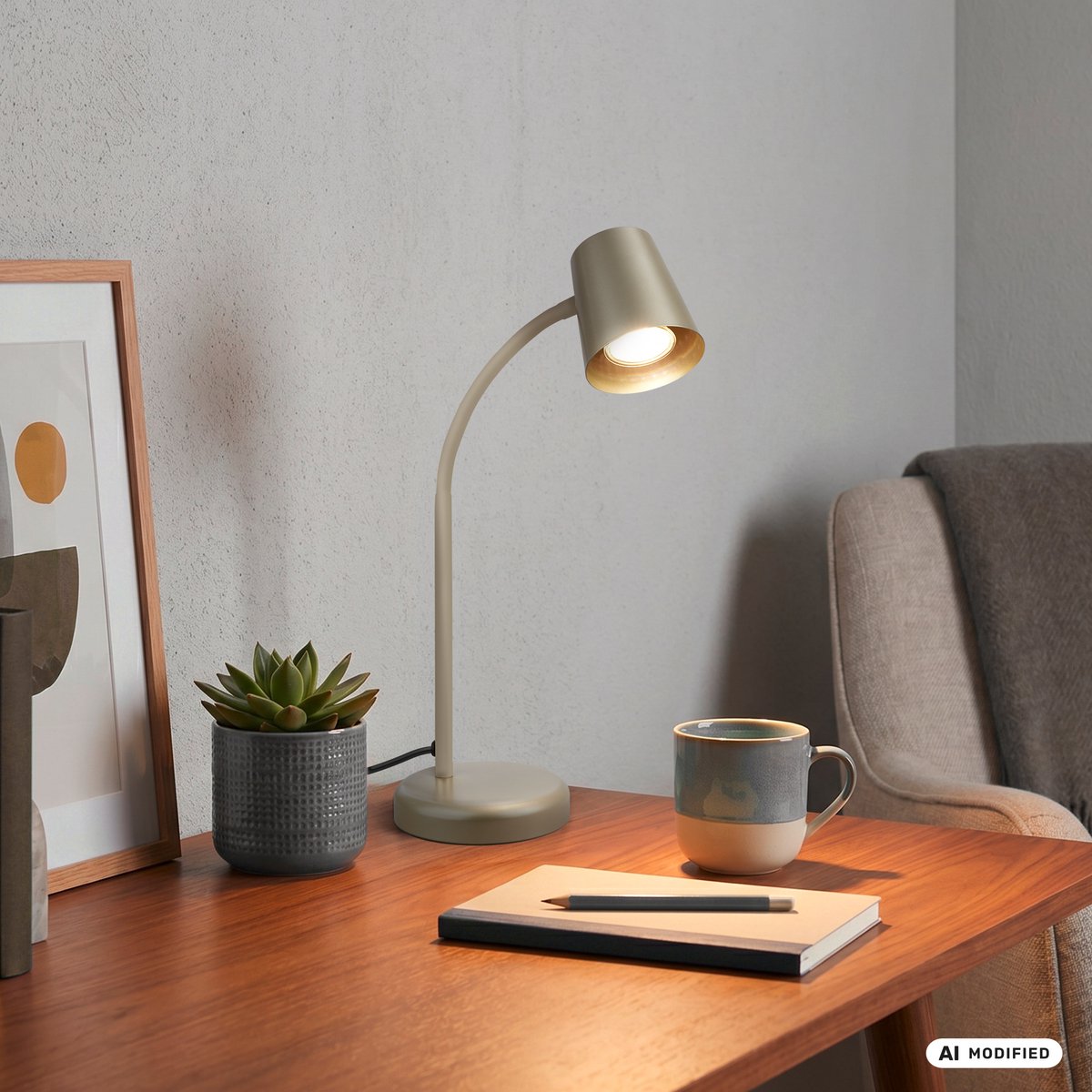 BRILONER Skriva - Tafellamp - bureaulamp - met snoer - draaibaar tafellampje - excl. GU10 - 13 x 38,5 cm - metallic
