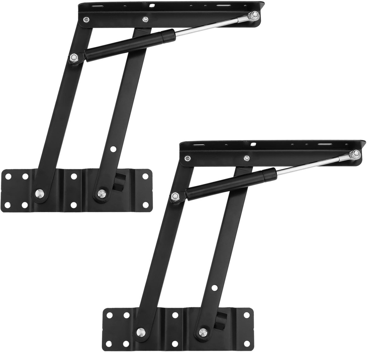 Hoogteversteller - Set van 2 - Scharnieren voor salontafels - Pneumatisch vouwmechanisme - Vouwmechanisme met bufferveer - Pneumatisch hefscharnier - Verstelbare scharnieren voor salontafels met hefmechanisme - Zwart