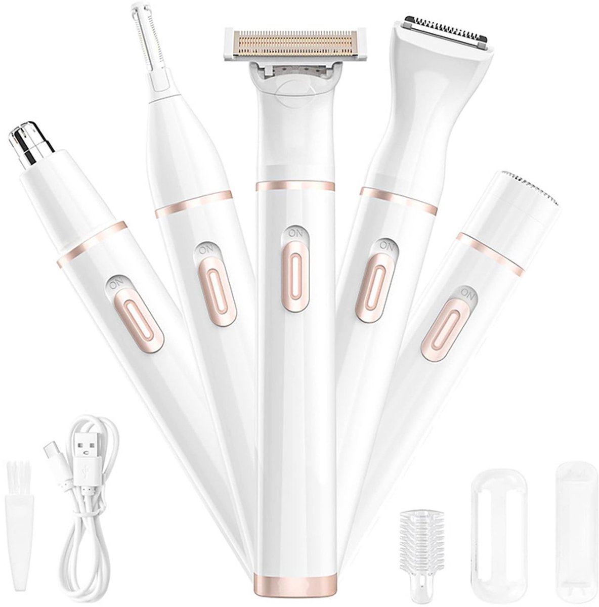 SnelShoppen - Epilator voor Vrouwen, 4 in 1 Elektrische Gezichtshaarverwijderaar, Oplaadbare Mini-Epilator voor Ontharing van Gezicht en Lichaam, Draa