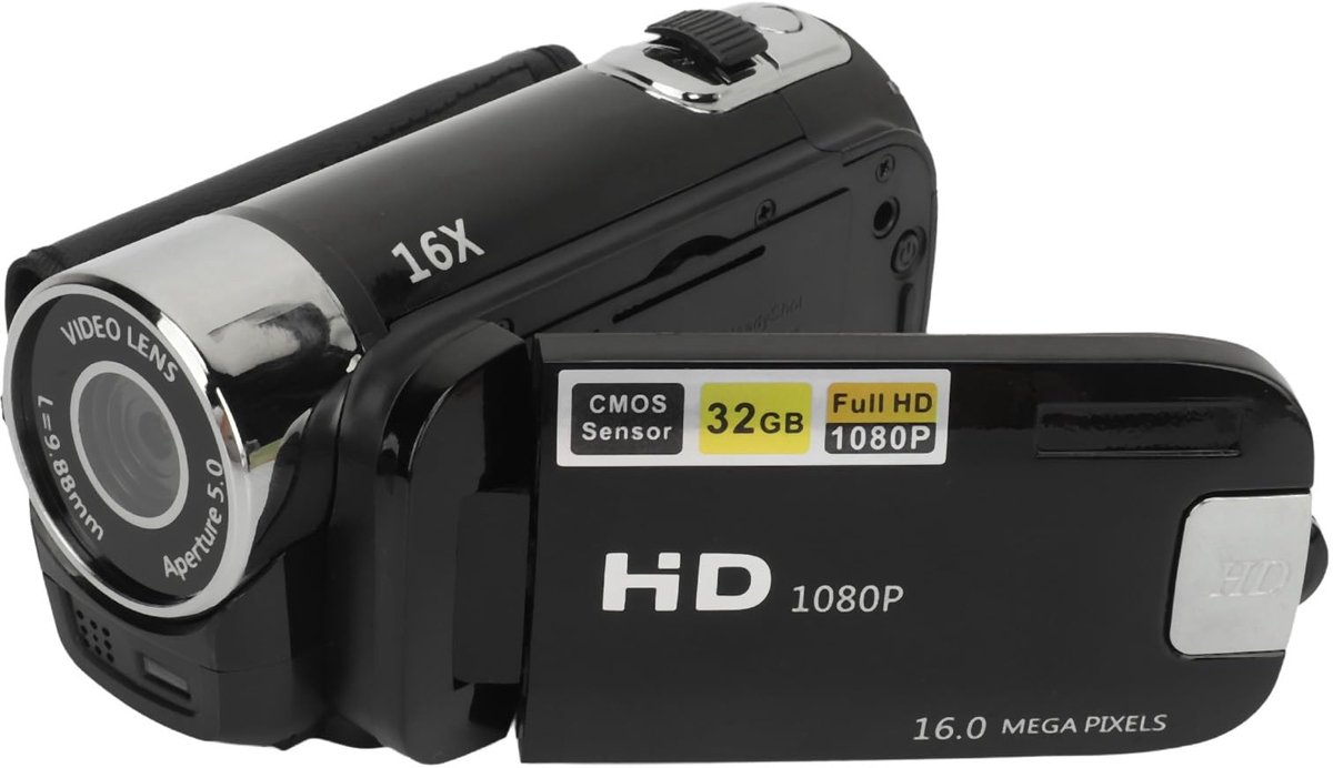 SnelShoppen - Videocamera Camcorder 1080P 16MP Digitale Camerarecorder met Draaibaar 2,4 Inch Scherm en 16X Digitale Zoom voor Feest, Camping en Kinde