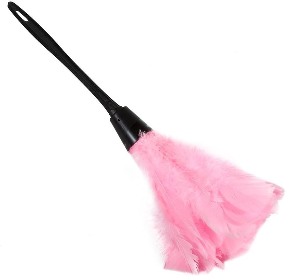 SnelShoppen - Veer Duster, Turkse Veer Zachte Stofborstel met Zwarte Handgreep, Huishoudelijke Meubel en Auto Schoonmaak Tool (Roze)