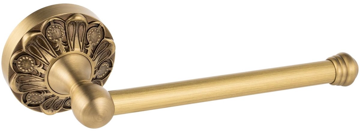 SnelShoppen - Antiek Messing Toiletpapier Houder Vintage Gouden Badkamer Accessoires - Muurbevestiging - Bloemblaadje Relief Serie - Decoratief en Fun