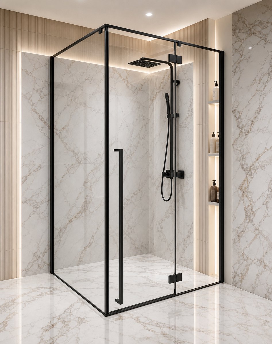 Luxelvia Douchecabine 90 x 120 cm – 8mm Veiligheidsglas met Anti-kalk Nano-coating | Complete Cabine met Draaideur