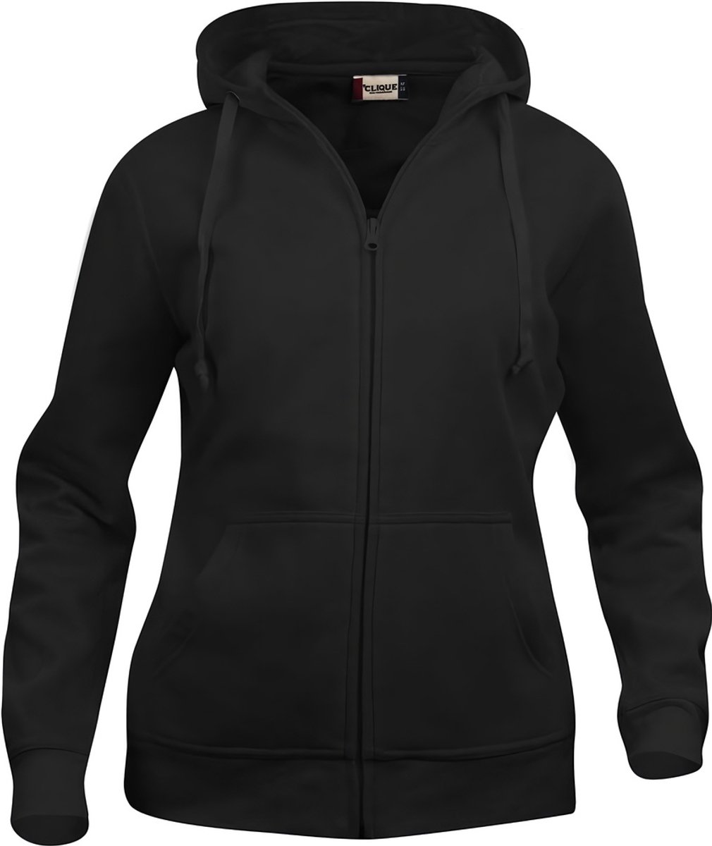 Basic hoody full zip ds zwart xs