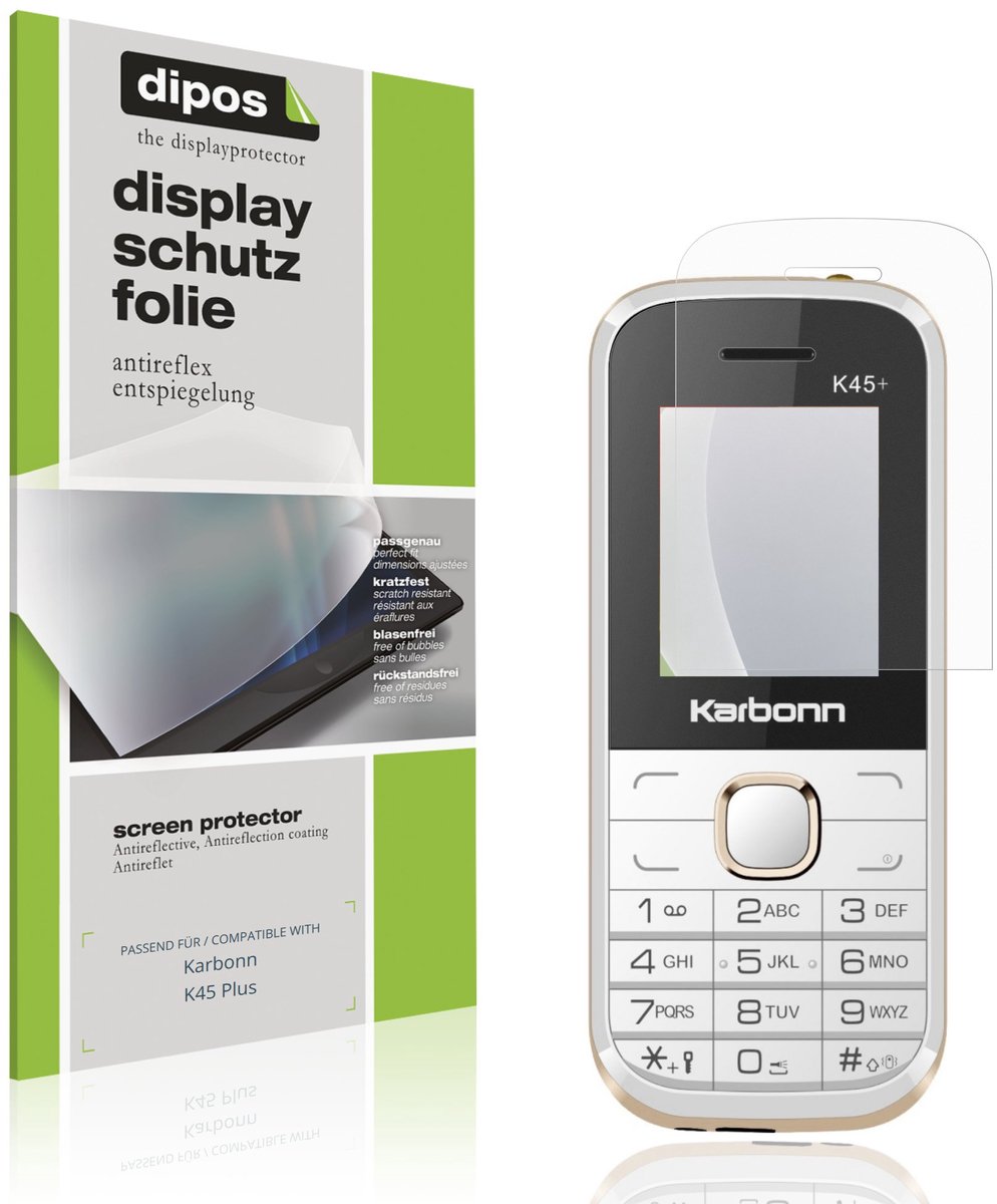 dipos – 4x Matte Beschermfolie geschikt voor Karbonn K45 Plus | Krasbestendige & antireflecterende Screenprotector Ultra-Thin