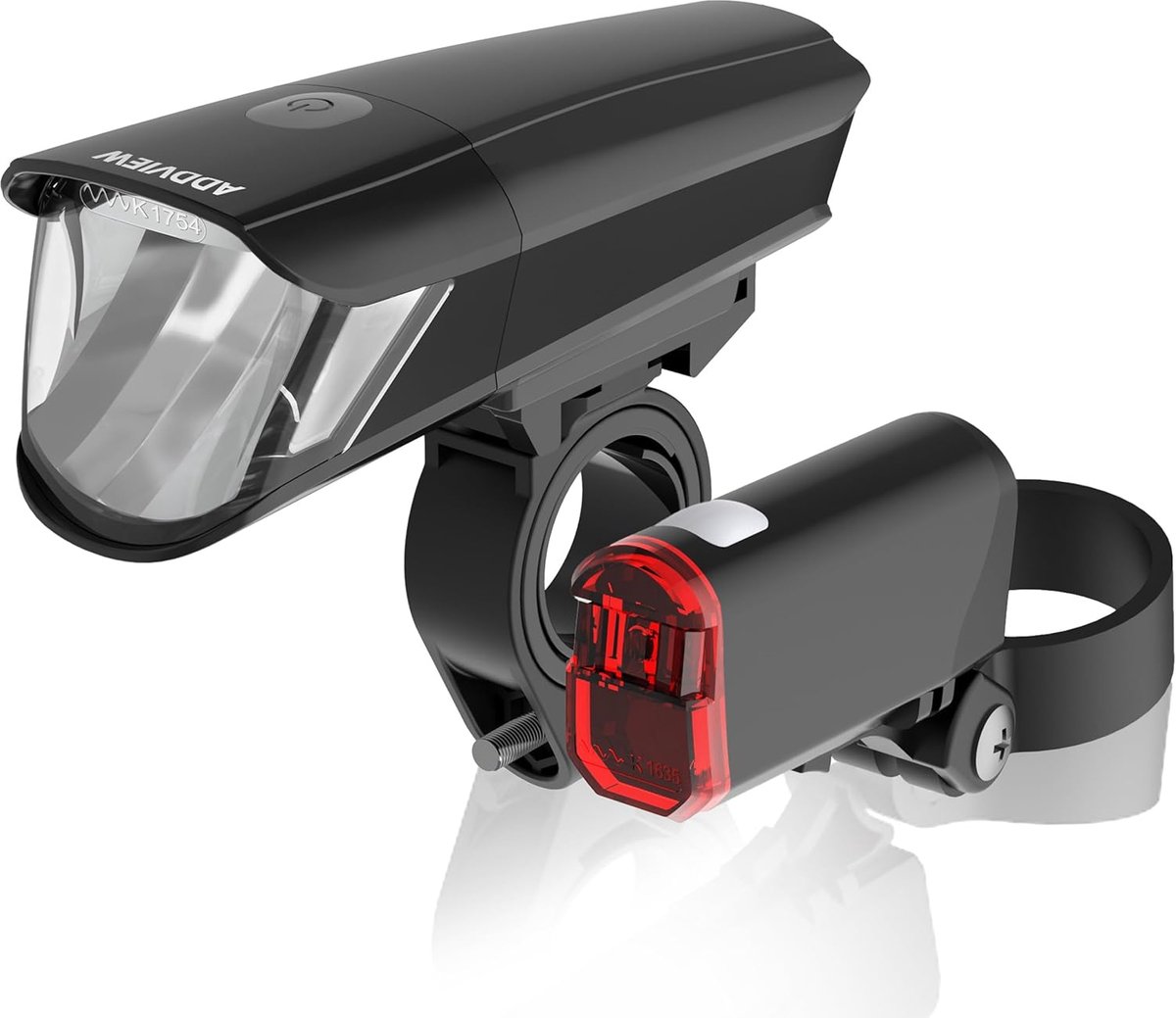 SnelShoppen - Fietsverlichtingsset 40 Lux Stellar, LED Voor- en Achterlicht, Batterij-aangedreven, Waterdicht, StVZO-goedgekeurd, Met Batterij-indicat