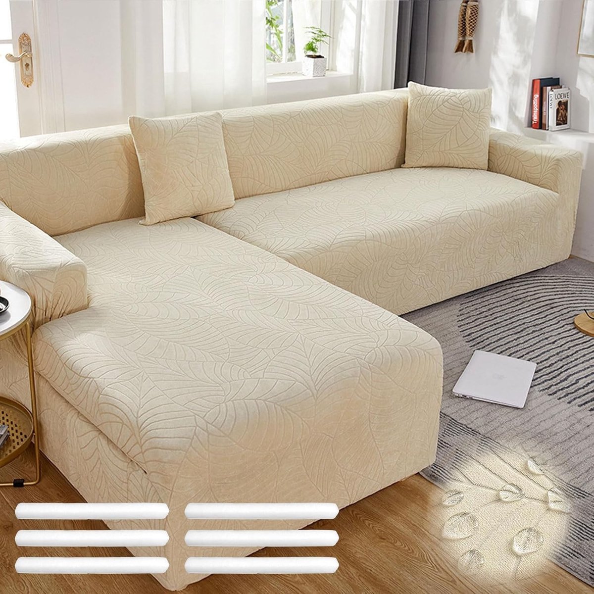 Stretch Hoes voor L-vormige Bank, Universele Sofa Covers met Antislip Schuim en Kussenhoezen voor 1/2/3/4-zitsbanken, Ideaal voor Moderne Interieurs en Bescherming tegen Vlekken