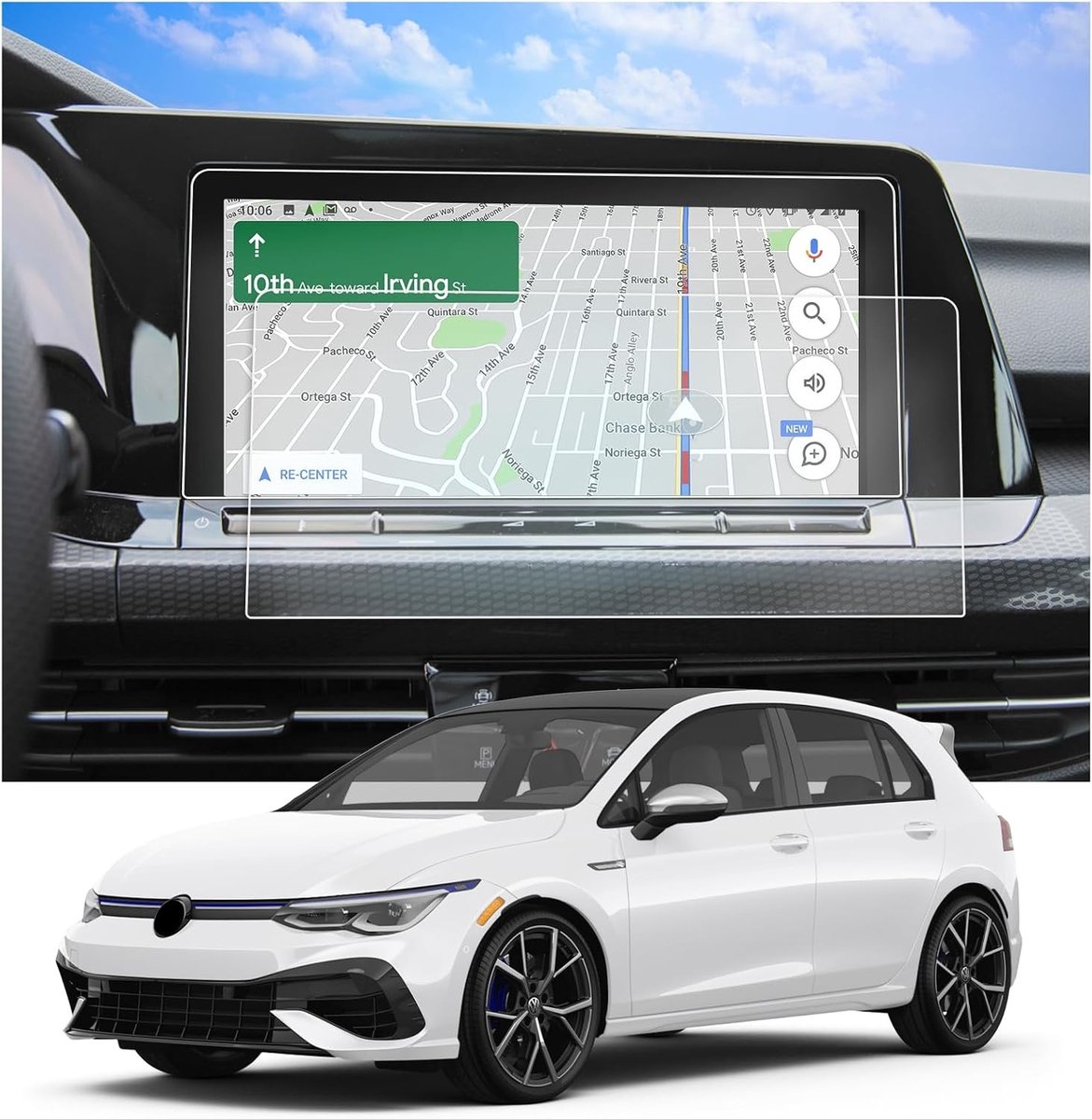 Navigatiebeschermfolie voor VW Golf 8 MK8 GTI GTD GTE 2020-2023 - 10 Inch GPS Scherm Bescherming, Krasbestendig, Set van 2 Accessoires