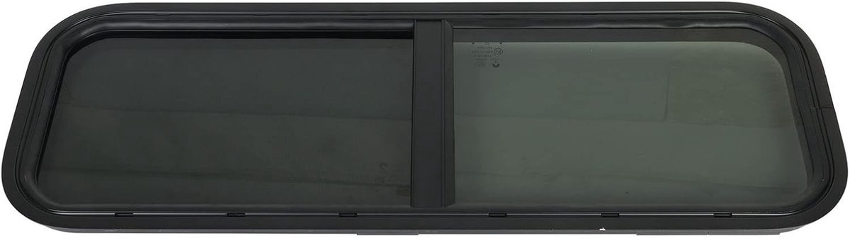 Sliding Raam voor Motorhomes 900 x 300 mm, Ronde Hoeken, Zwart Gehard Glas, Zonwering voor Caravans en Campers