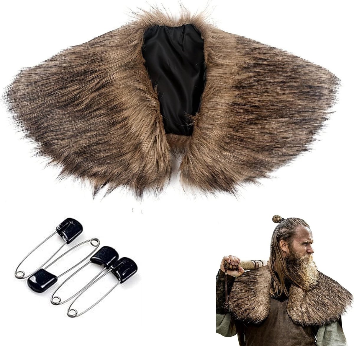 Faux Fur Sjaal voor Viking Kostuum - Perfect voor Halloween, Carnaval en Cosplay Feesten